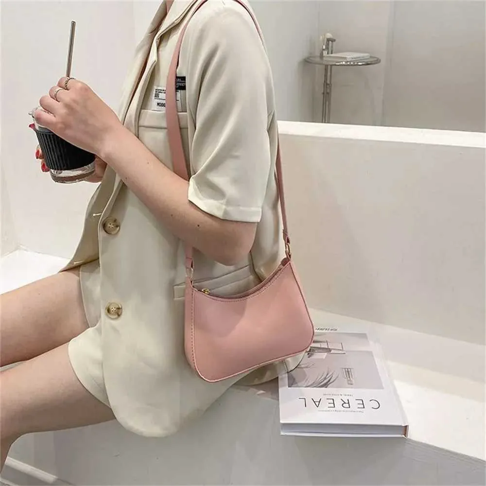 2024 Nuove borse alla moda da donna retrò in pelle PU tinta unita con tracolla sottobraccio casual da donna Hobos piccola pochette_voghion.com