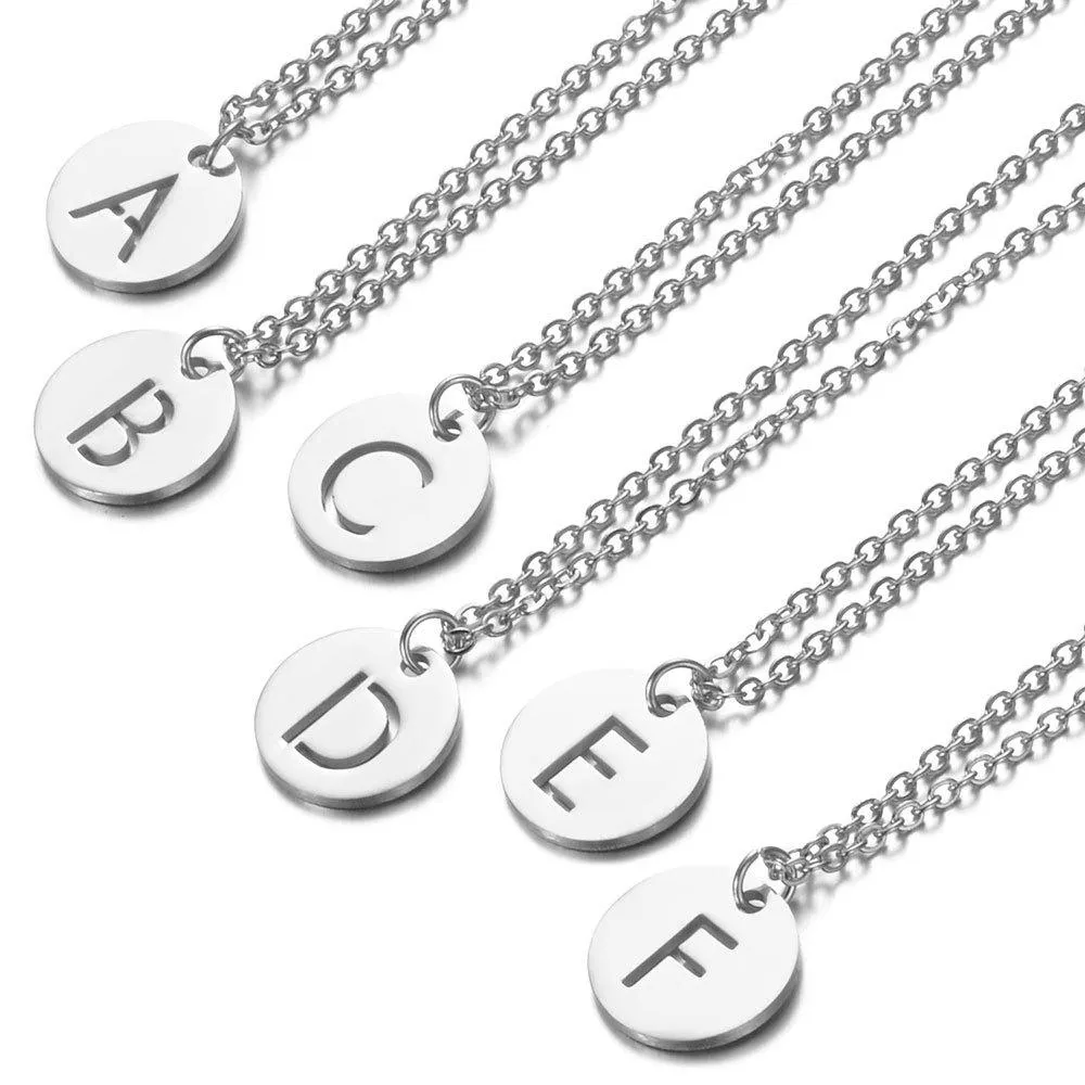 Sier Iniziali Acciaio Inossidabile Donne Ciondolo Gioielli A-Z 26 Lettere Hollow-Out Iniziale Collana Choker Regali Individuali_voghion.com