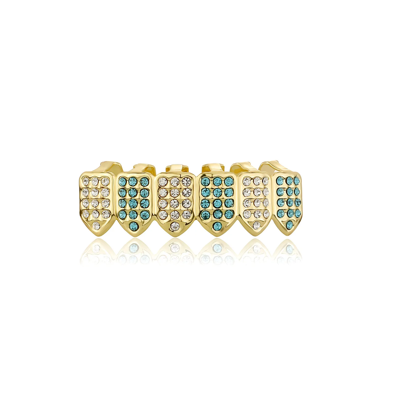Oikea kulta Vampire Teeth Fang Grillz Punk Hip Hop CZ Cubic Zirkonia Poker Kirjaimet Iced Out Dia Grillit Hammasraudat Hammassuojat_voghion.com