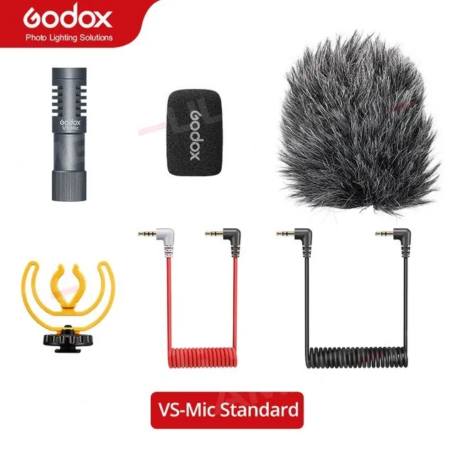 Godox VS-Mic kompaktni mikrofon s 3,5 mm mikrofonom za iPhone, Android, pametne telefone, DSLR fotoaparate, za snemanje videa_voghion.com
