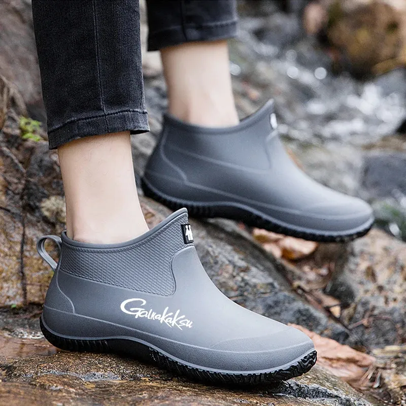 Bottes de pluie antidérapantes pour hommes, chaussures de randonnée en plein air, imperméables, tendance été hiver, pêche, Plus Veet, 35-45 240612_voghion.com