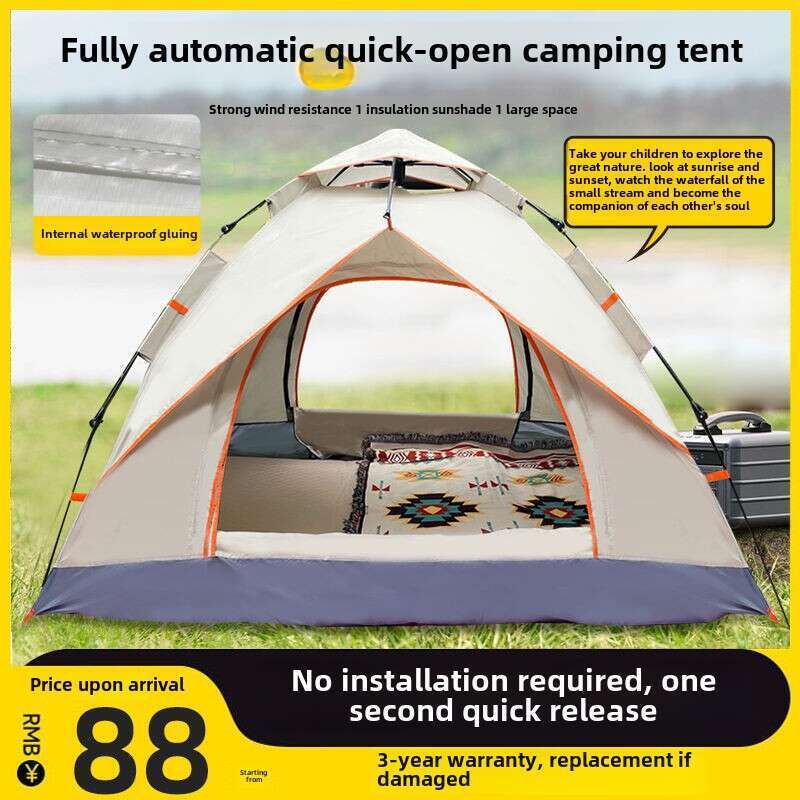【 Samling af 5033 】 Foldbart bærbart fuldt automatisk hurtigtåbnende telt 3-4 personer selvkørende tur udendørs camping_voghion.com