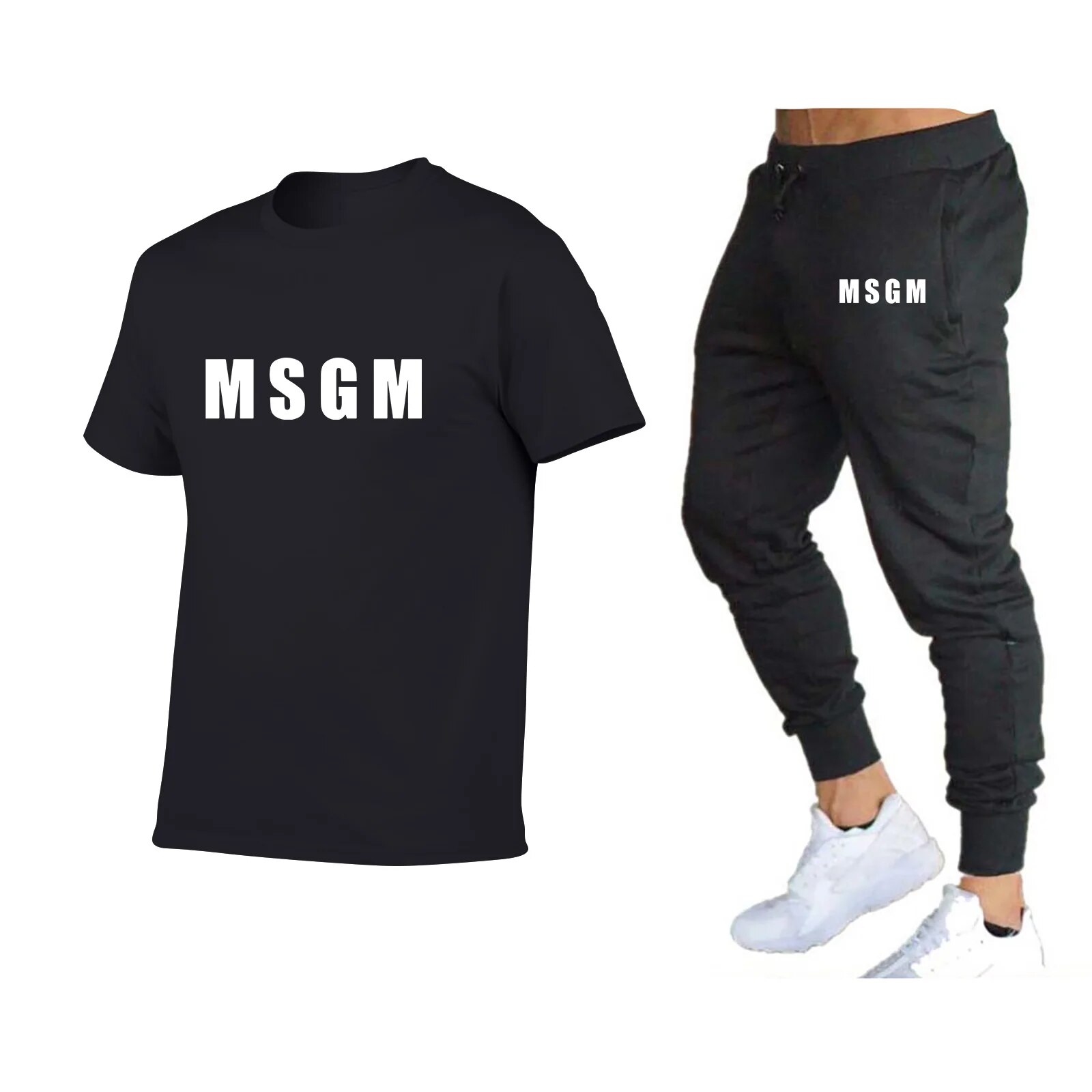 New Casual Jogging Short-sleeved Shorts Suit Men's Running Training Sports Leisure Comfortable and Breathable_voghion.com