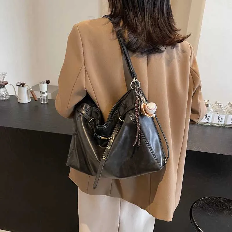 Ladies large capacity shoulder bag fashionable solid color PU casual zipper crossbody ba241216_voghion.com