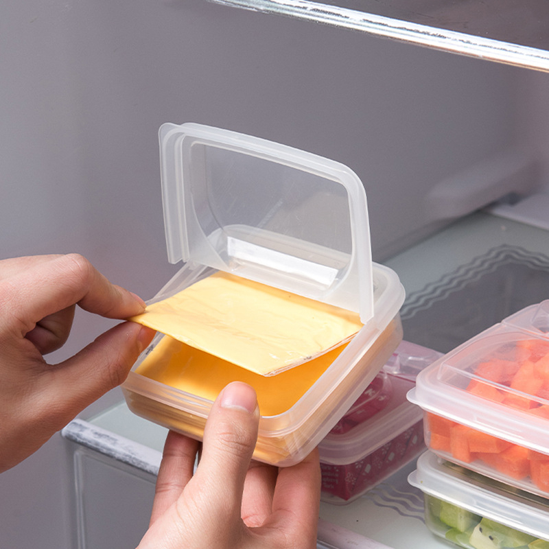 2Pcs Cheese Slice Storage Box Refrigerator Special Onion Ginger Garlic Fruit Crisper Flip Butter Cubes Separately Packed Case_voghion.com