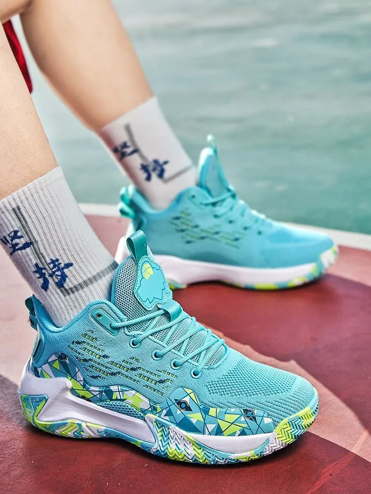 quality Hot Selg New Four Seasons Basketball Sports Breathable Elastic Blue Ball Shoes Men's High Top_voghion.com