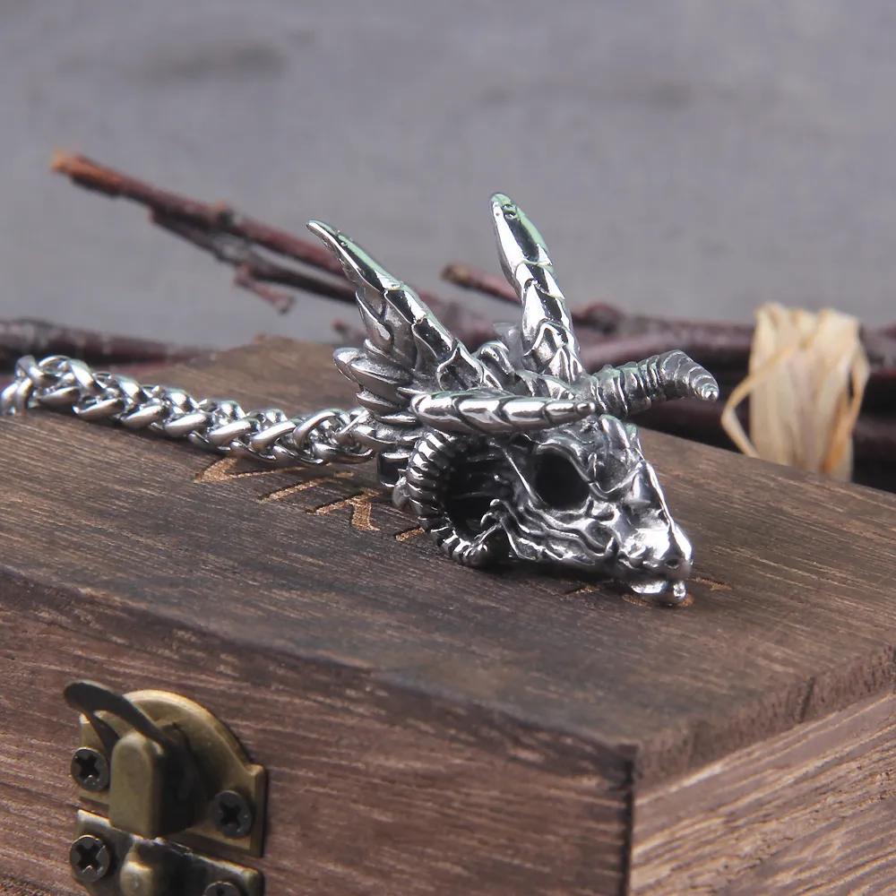 Collane con ciondolo Drago Gioielli in acciaio al titanio Testa di animale Collana Punk Uomo Accessori GioielliPendente Sidn22_voghion.com
