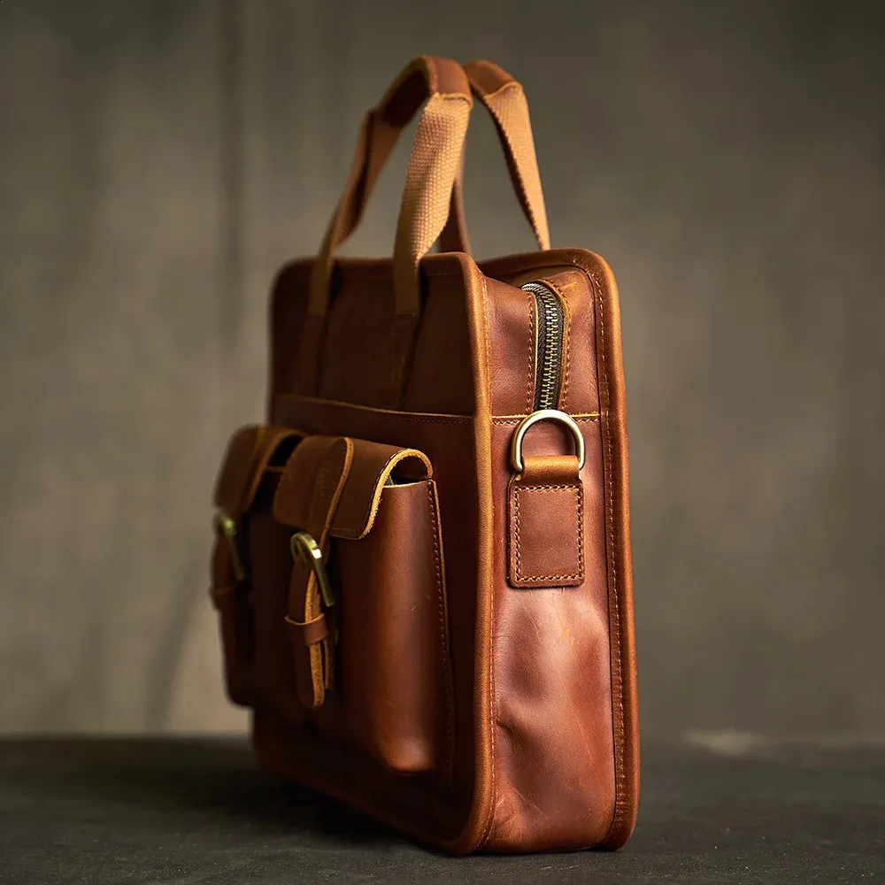 Borsa da uomo in vera pelle vintage, borsa a mano, borsa a tracolla, in pelle di mucca, marrone, moda, per computer portatile_voghion.com