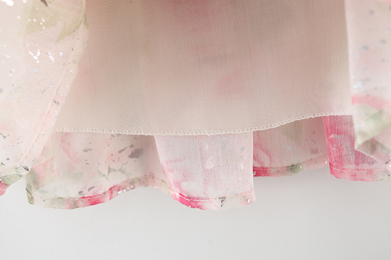 Baby Yellow Dress Baby Girl Rose Flower Printed Chiffon Princess Dress Send Beach Hat_voghion.com