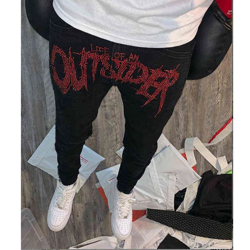 Nouveau jean noir pour homme, jogging rétro, taille haute, design skinny, troué, chaud, drilg, extensible, petits pieds, pantalon en denim délavé_voghion.com