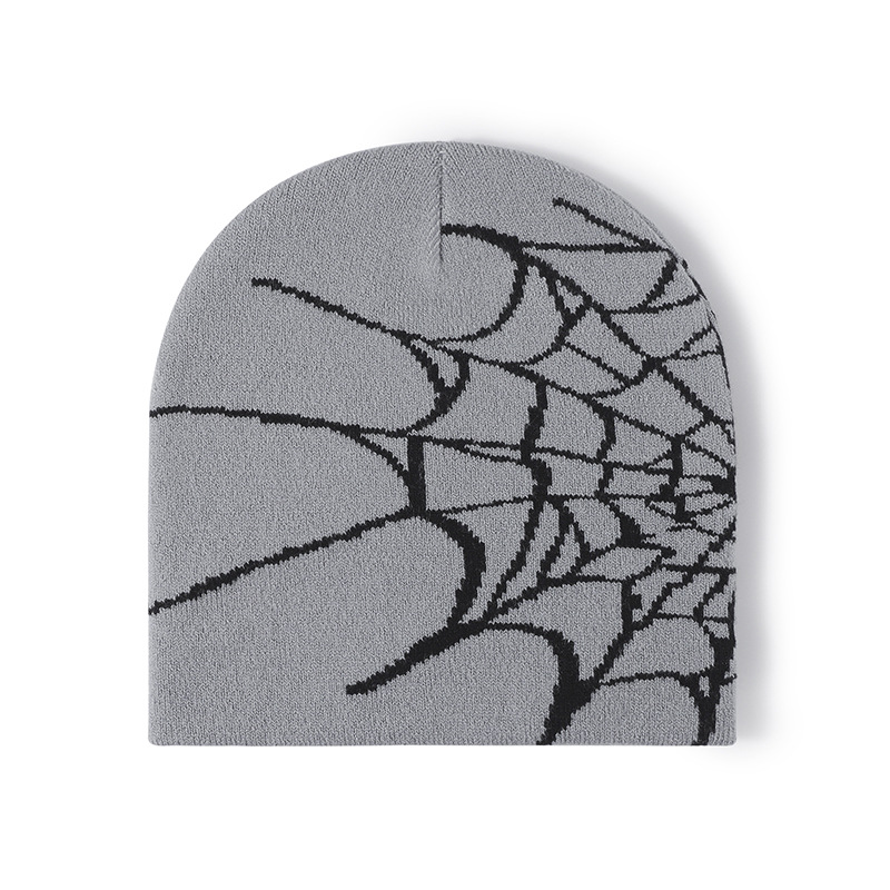 Autumn And Winter Personalized Spider Web Men's Knitted Hat Neutral European And American Cold Hat Women's Fashionable Brimless Warm Woolen Hat_voghion.com