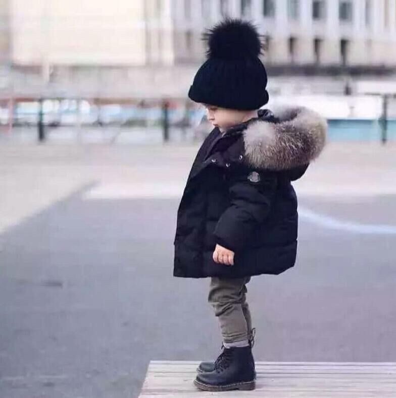 Children's Clothing Small And Medium Sized Boys And Girls Cotton Jacket Fur Collar Cotton Coat Hand Stuffed Cotton Coat