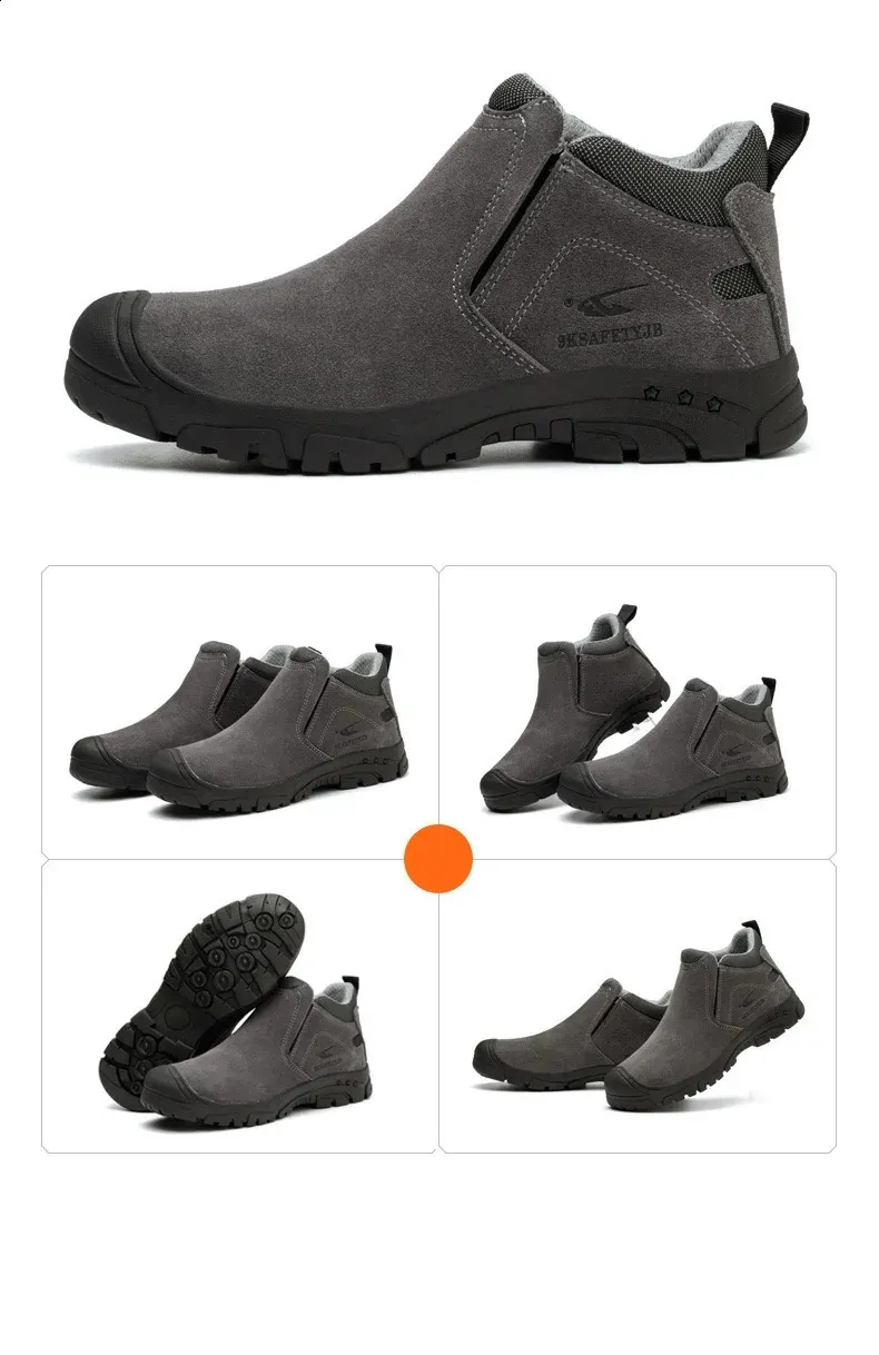 Chaussures de sécurité légères et antidérapantes pour hommes, avec embout en acier respirant et semelle en caoutchouc incassable, 240918_voghion.com