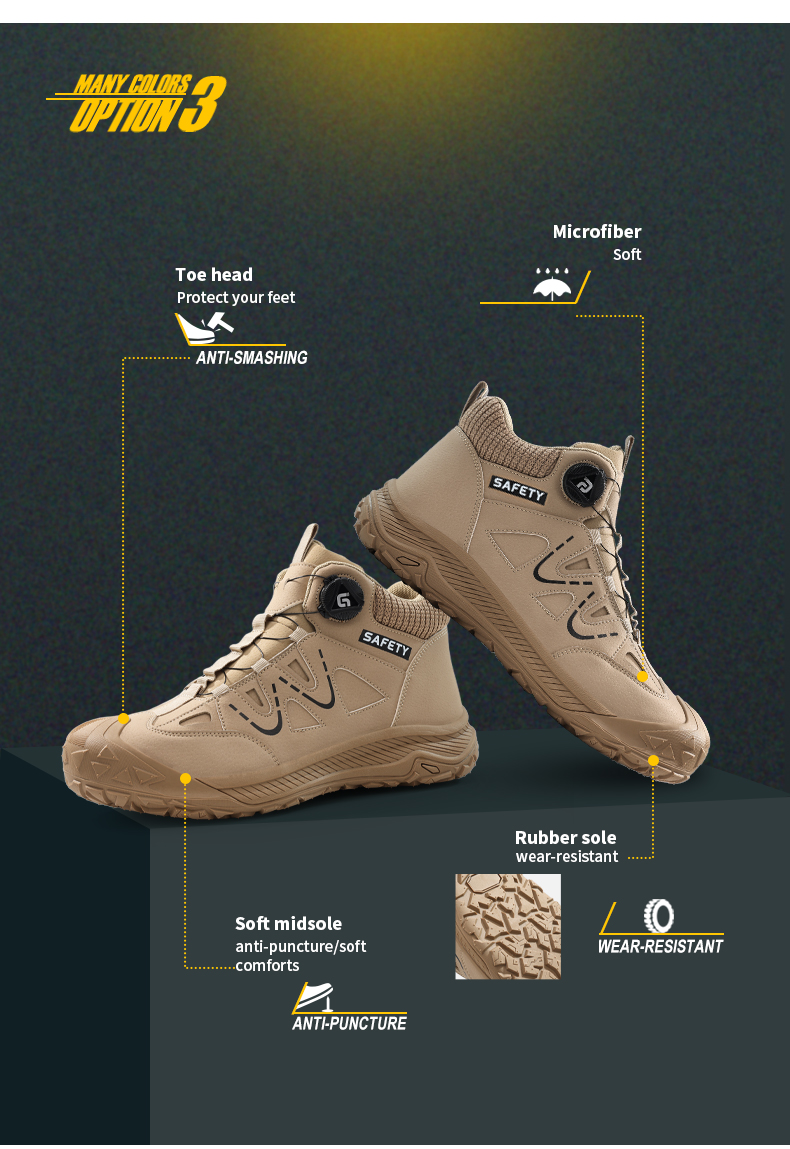 Chaussures de sécurité GUYISA, chaussures de travail, bottes à embout d'acier, imperméables, antidérapantes, coupe haute, 5052_voghion.com