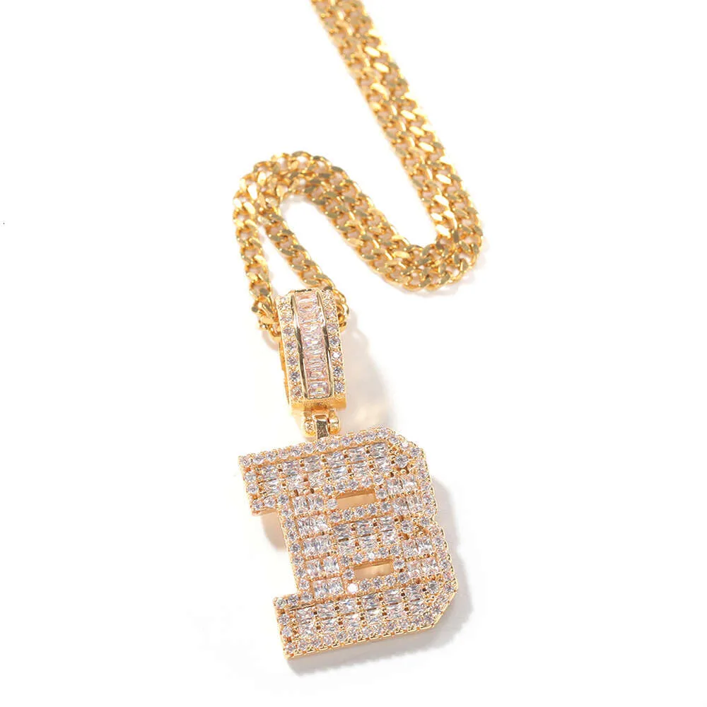 Collana con ciondolo a forma di piccola lettera in diamante, alla moda, per uomo e donna, in argento sterling, con catena a maglie cubane, hip hop e rock_voghion.com