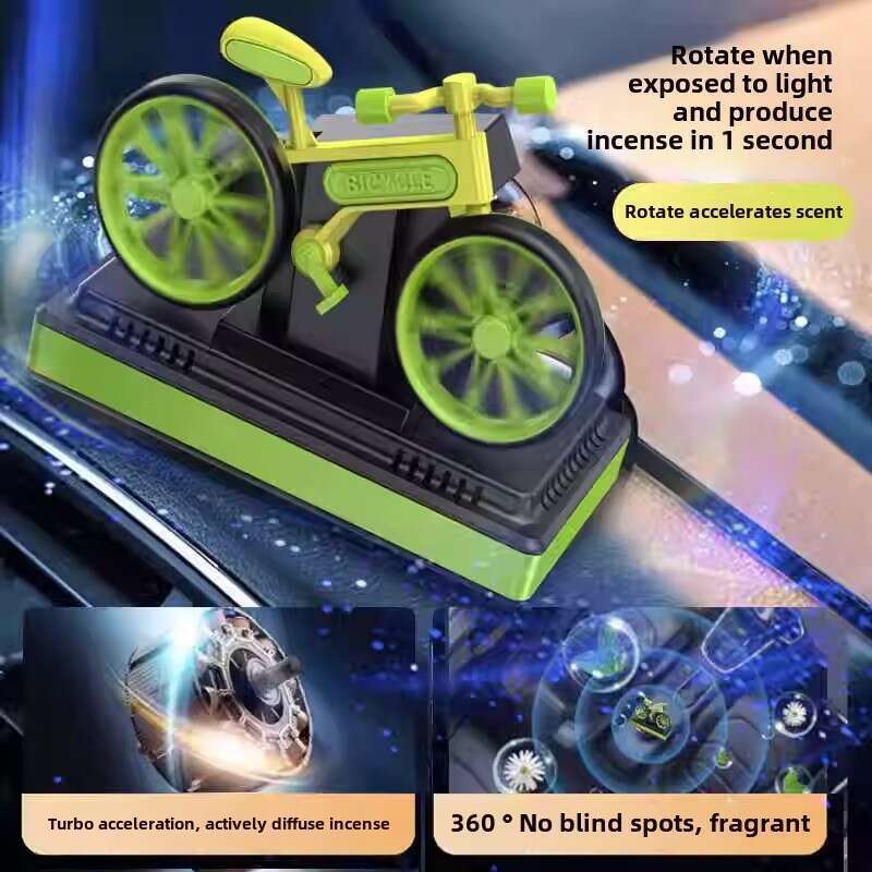 Car Mounted Solar Powered Rotating Creative Interior High-end Decoration Men's Center Console Bicycle Ornament Solid_voghion.com