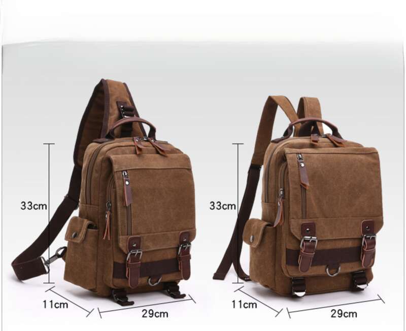 Zaino da viaggio in tela alla moda, diagonale, adatto per uomini e donne, singolo, doppio, a spalla._voghion.com