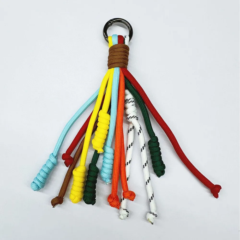 Korean Stylish Rainbow Rope Pendant Chain Jewelry Strap Handmade Landyard Accessrioes Keyring Bag Women Phone Hanging_voghion.com