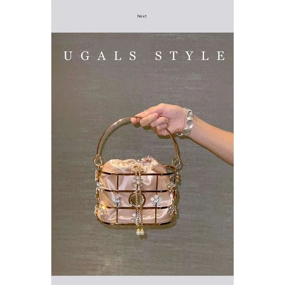 Modische Damen-Handtasche mit ausgehöhltem Metallkäfig, glitzernd, glänzend, für Abendveranstaltungen, Hochzeiten, Partys, Clutch, Umhängetasche_voghion.com