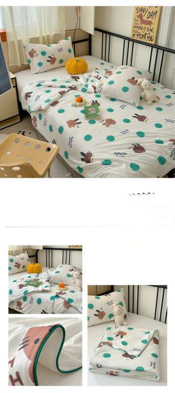 Couverture d'été en coton tricoté pour enfants, motif dessin animé, douce, épaisse et chaude, en fibre de haricots, pour le printemps, l'automne et l'hiver_voghion.com