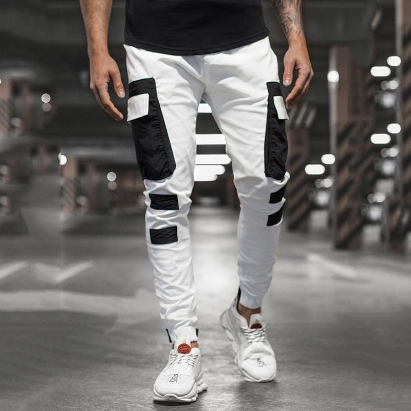 Lässige Sporthose für Herren, gewebte Taschennaht, Kordelzug, Freizeithose_voghion.com