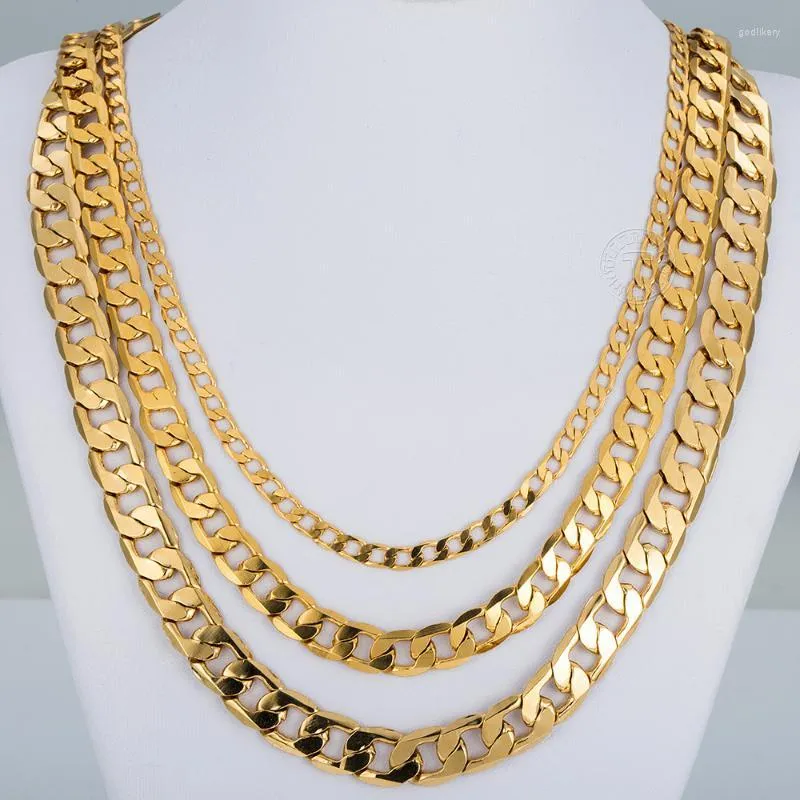 Correntes Moda Presente Corrente de Ouro Colares Para Homens Mulheres Jóias Colar Masculino Preenchido Curb Cuban Link_voghion.com