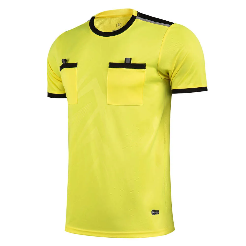 2025 Professionele Heren Scheidsrechter Uniformen Voetbal Voetbalshirts Shirts Zakken Rechter Korte Mouw Teamshirt Sportkleding_voghion.com