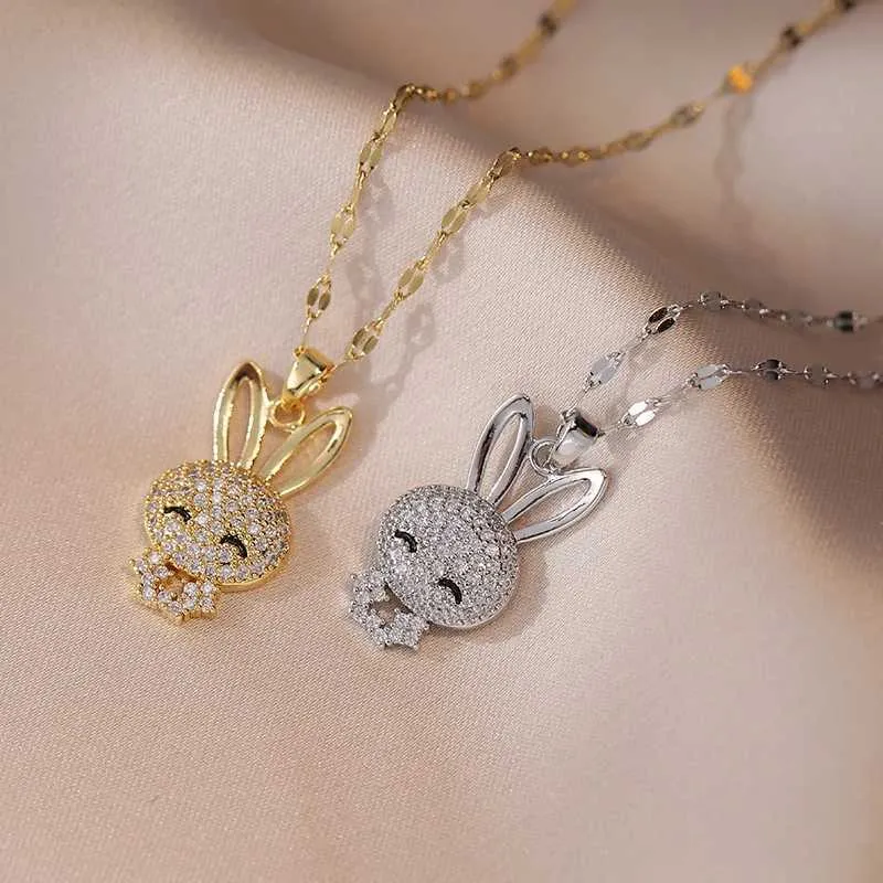 Anhänger Halsketten Modischer und exquisiter Mikroschmuck Niedliche Halskette aus leichtem Edelstahl mit Temperament und Schlüsselbein_voghion.com