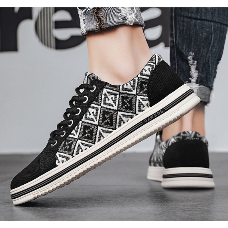 Men's Breathable Canvas Trainers Casual Lightweight Low Top Shoes_voghion.com