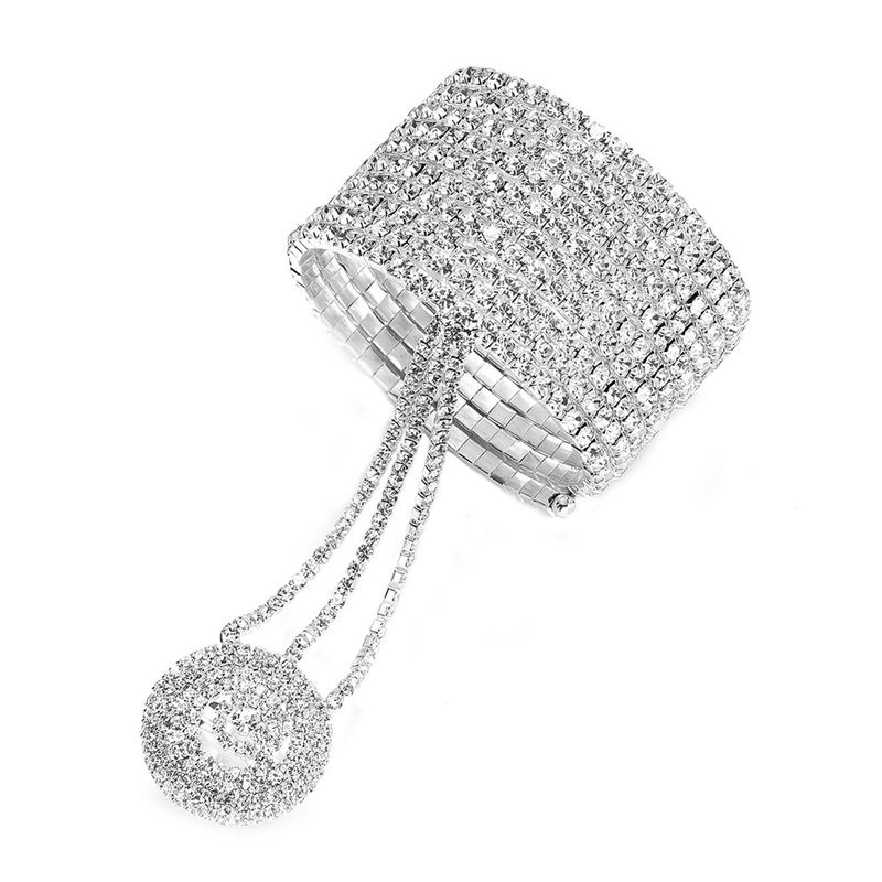 moda multistrato Rhie per donna, braccialetto lucido con diametri completi, catena elastica per dita, gioielli da sposa_voghion.com