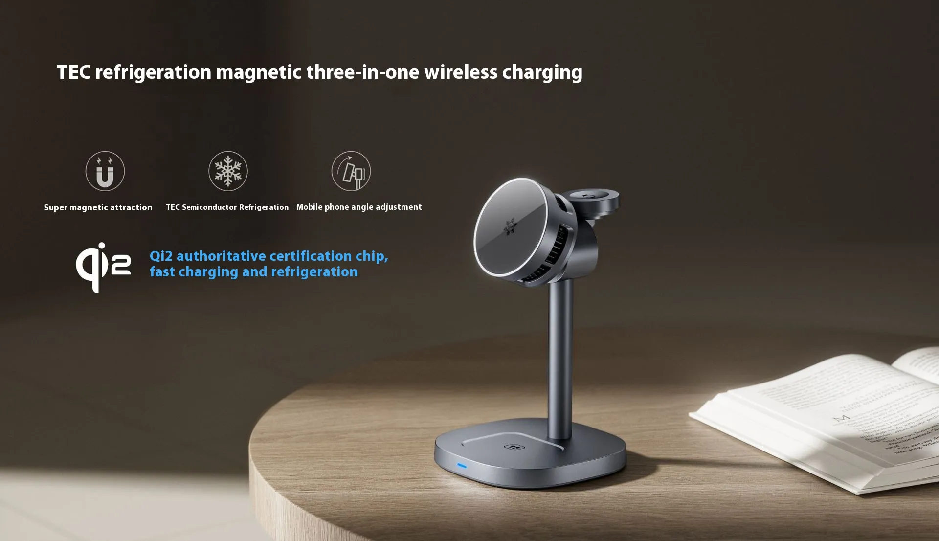 Nouveau chargeur, réfrigération à semi-conducteur, support magnétique pour téléphone portable, charge sans fil rapide 3-en-1 15 W_voghion.com