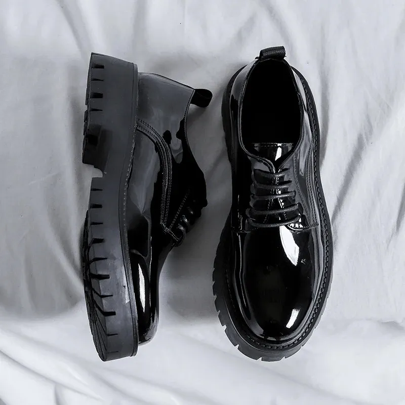 Chaussures en cuir à semelle haute pour homme, style décontracté, style japonais, Haruku, style coréen, streetwear, mode, affaires, mariage, 240614_voghion.com