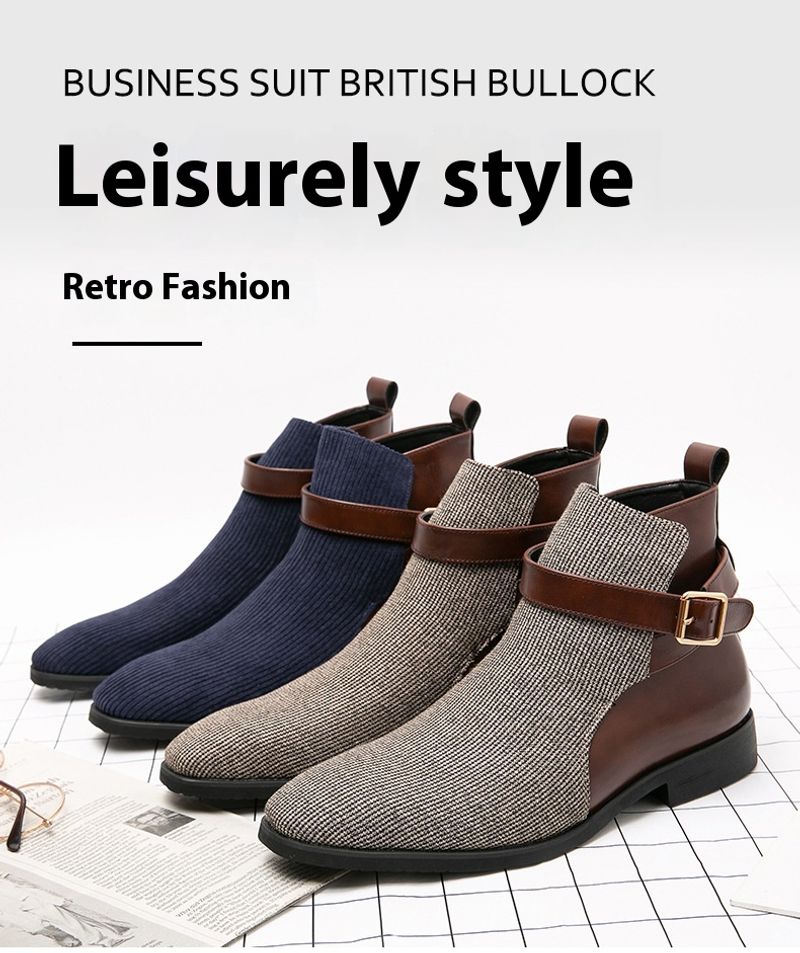 Große High-Top-Schuhe, trendige Lederstiefel für Herren in koreanischer Version, personalisierte britische Freizeitstiefel mit Schnalle_voghion.com