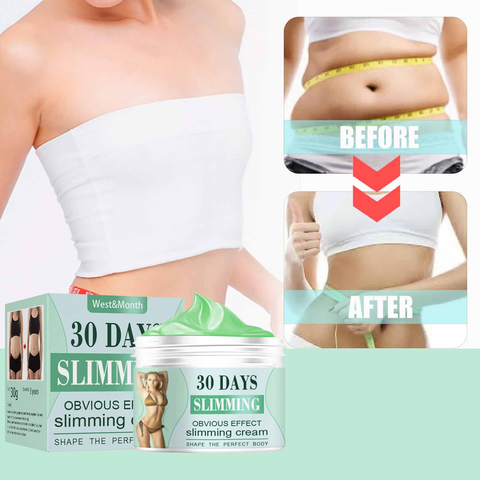 West&Month Shaping Beautifying Massage for Stomach Thigh Heat, Firming Slimming Body Cream, Beautiful and Nourishing_voghion.com