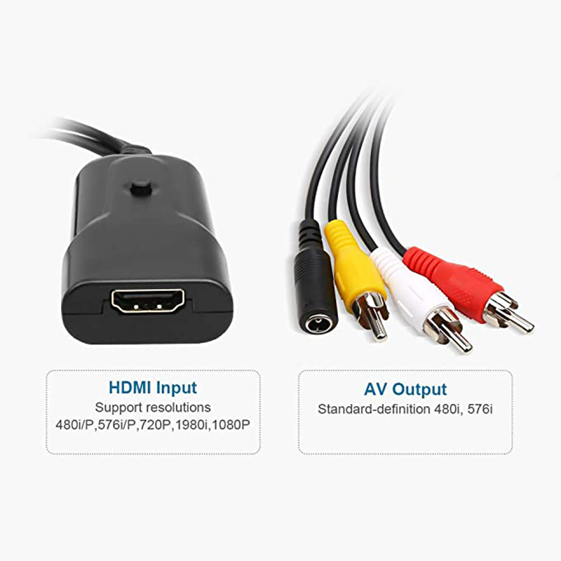 Convertor compozit HDMI la AV CVBS RCA 1080P HDMI Audio Video Converter Adaptor pentru PC Laptop TV Box PS4 PS3 Xbox_voghion.com