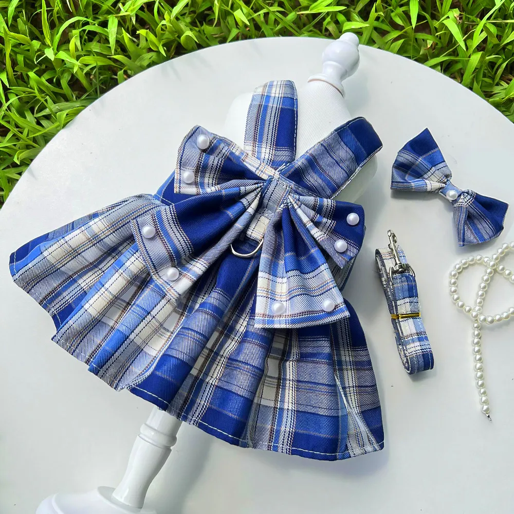 2025 neue Gurt Seil liefert JK Plaid Rock Walking Hund Katze Weste Haustier Kleidung mit Pulg Seil_voghion.com