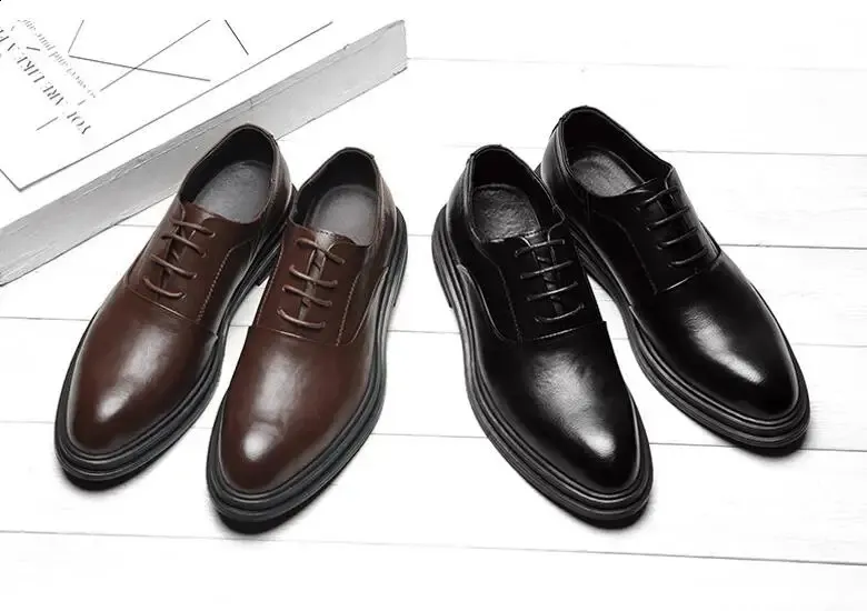 Oxford-Schuhe fürs Büro, spitz, schwarz-braun, mit Spitze, formelle Hochzeitsschuhe für Herren, 569 240911_voghion.com