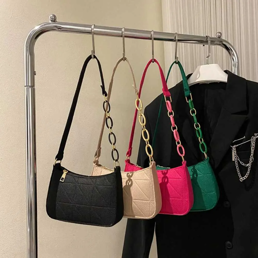 Modieuze dames schoudertas retro vilt onderarmtas stijlvolle tas_voghion.com