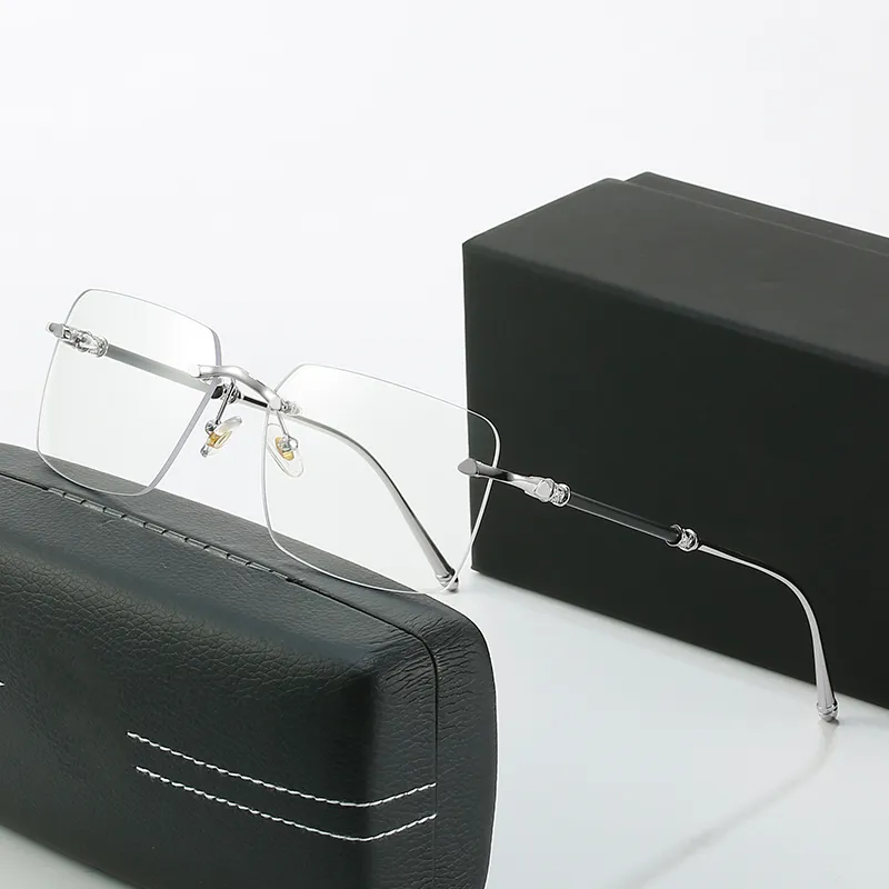 Rimless Square Sunglasses For Men Designer Luxury Gradient Blue_voghion.com
