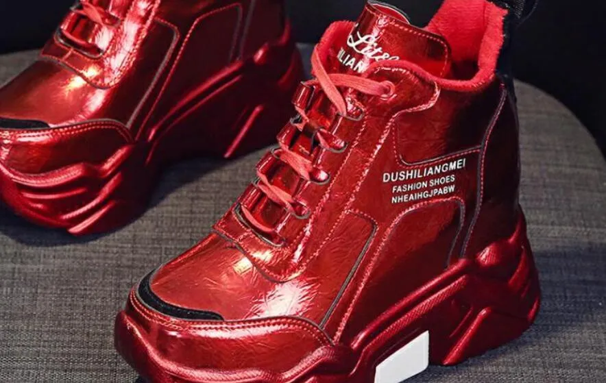 Freizeitschuhe Qualität Chunky Platform Outdoor Sneakers Frauen Winter Warm Super High Heels Frau Höhe erhöhen Stiefel_voghion.com