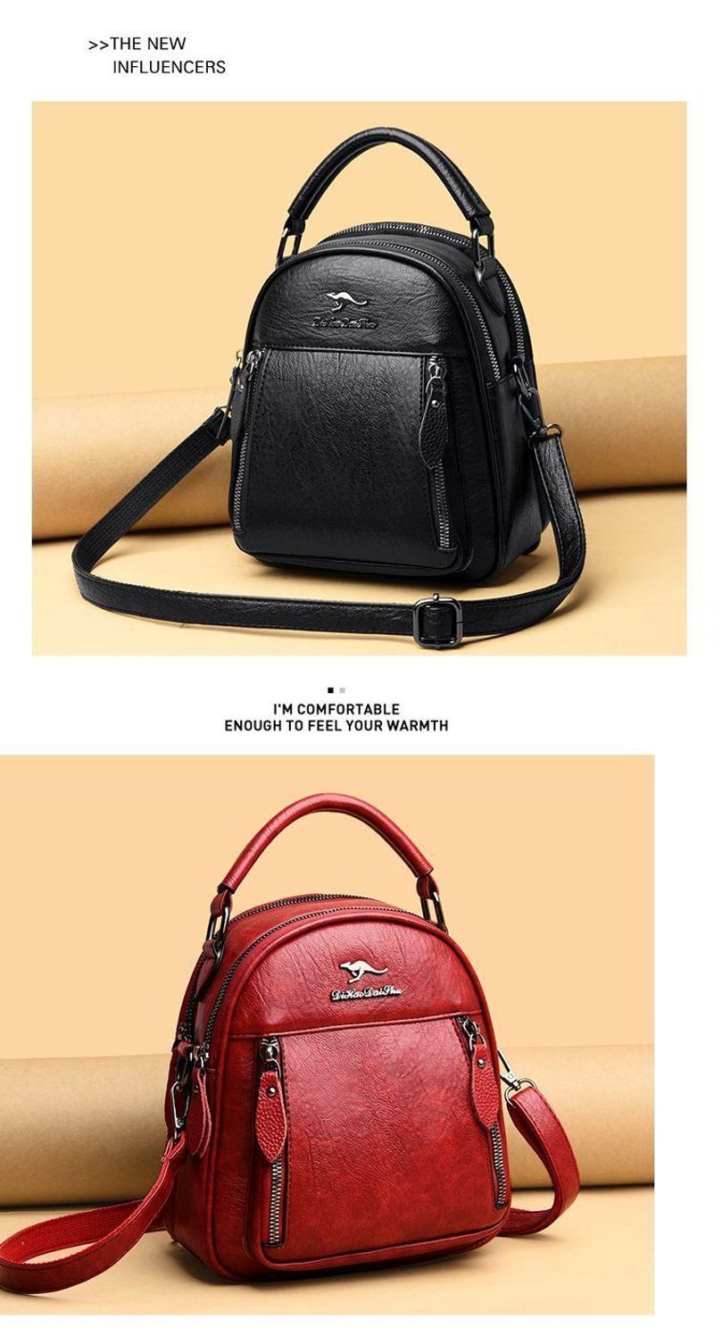 Zaino Mouse Originale per Donna 2024 Nuova Borsa a Tracolla Multifunzionale Multistrato in Pelle Morbida All-Match_voghion.com