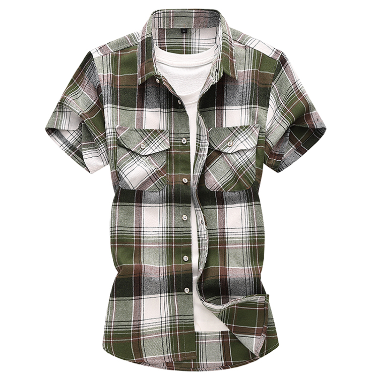 Camicia da uomo estiva a maniche corte a quadri a righe, casual, in cotone, bianca, rossa, verde, grigia, blu_voghion.com