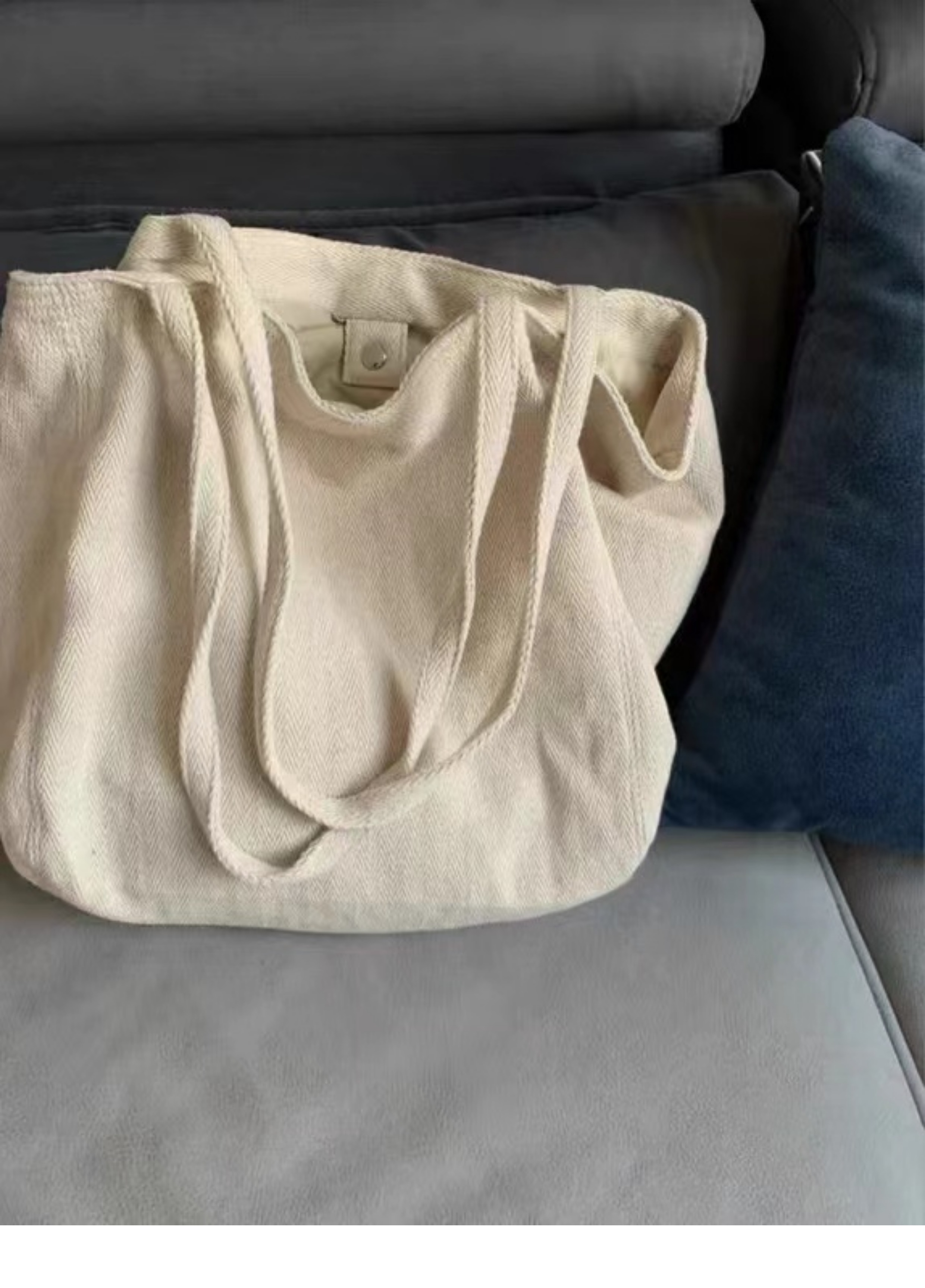 2024 New Handheld Single Simple Commuting Canvas Women's Twill Tote Casual Korean Edition Large Capacity Shoulder Bag_voghion.com