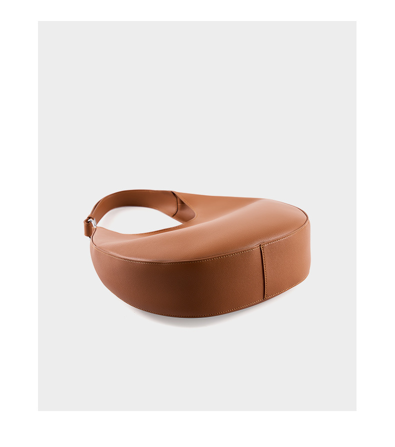 Borsa a mezzaluna di design di nicchia, borsa semicircolare a forma speciale, borsa a tracolla singola da donna sottobraccio in vera pelle_voghion.com