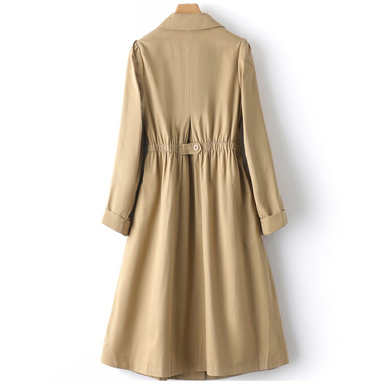 Trench da donna autunnale a maniche lunghe con polsini a contrasto e risvolto 9663_voghion.com