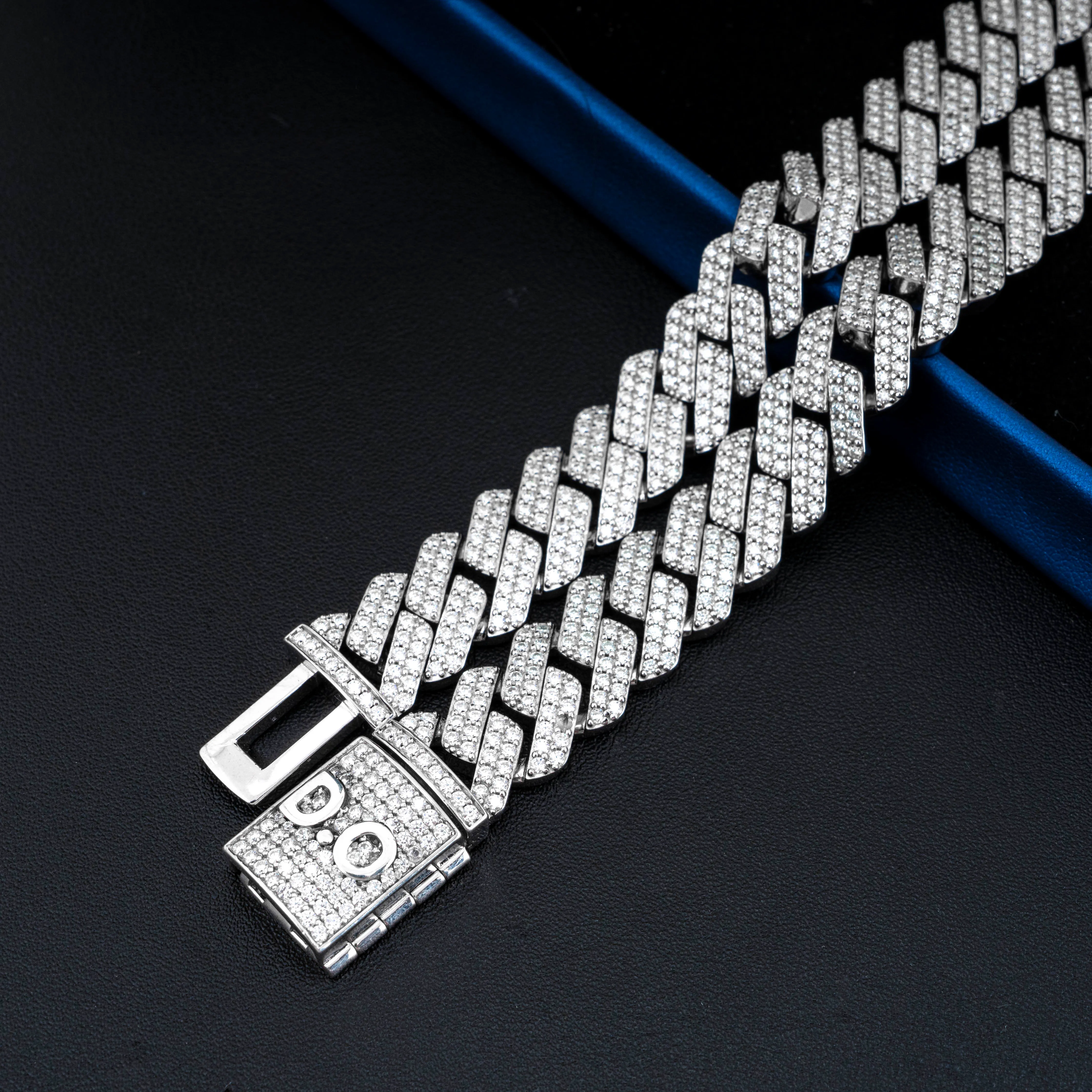 QianJian neue mode 9 zoll hip hop schmuck cuban link kette sterling splitter armbänder moissanite diamant_voghion.com