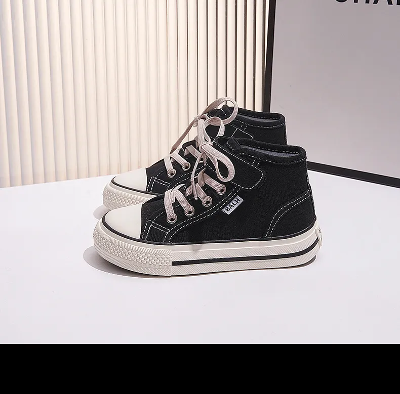 Children's Canvas Yellow Green High Top Boys Girls Toddler Casual Cutefeet Beige Fashion Soft Non-slip Kids Cloth Shoes_desvips.com