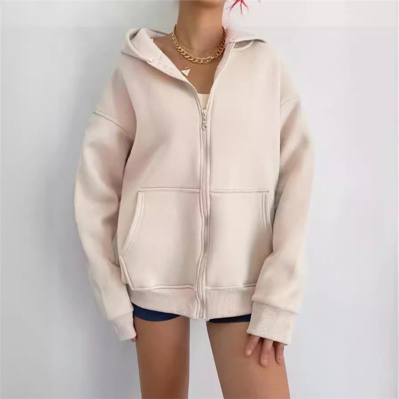 Women's Zip-Up Hooded Sweatshirt Casual Pullover With Pockets - Soft Polyester Fleece Lined Jacket For Everyday Comfort
