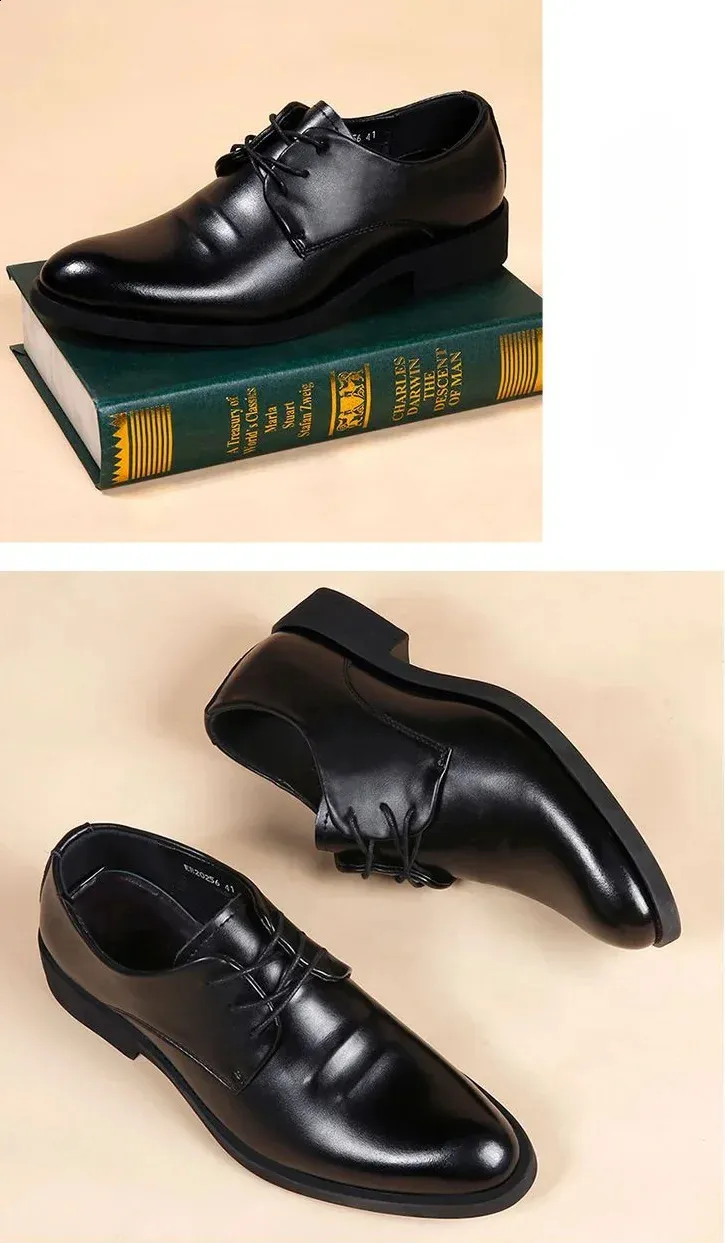 Chaussures habillées à bout pointu pour hommes, chaussures sociales noires pour hommes, chaussures de haute qualité, mode, style élégant et classique, costume tendance_voghion.com