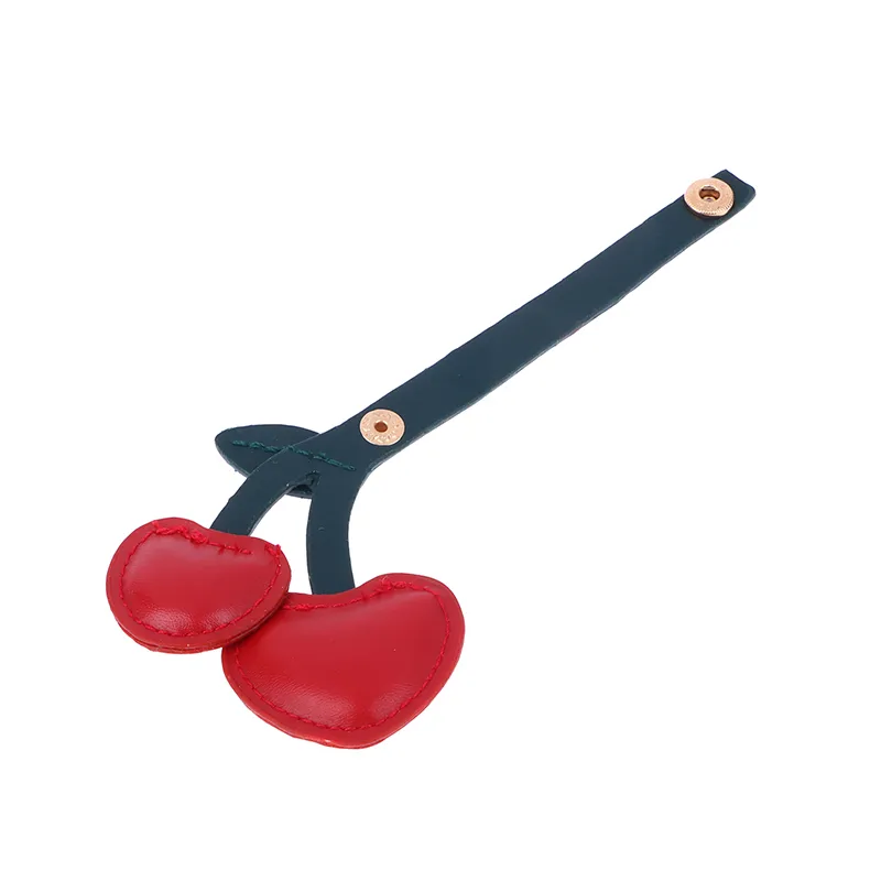 Portachiavi creativo piccolo in stile pastorale a forma di ciliegia, in pelle, con frutta, per borsetta, accessori, regalo kawaii per ragazze e donne._voghion.com